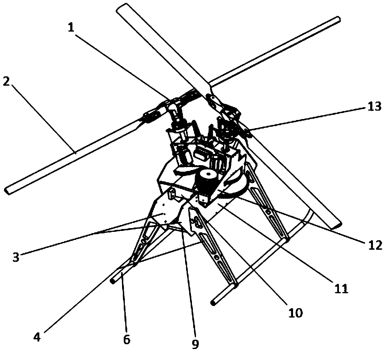 Modularized crossed and tandem type unmanned helicopter and working method thereof