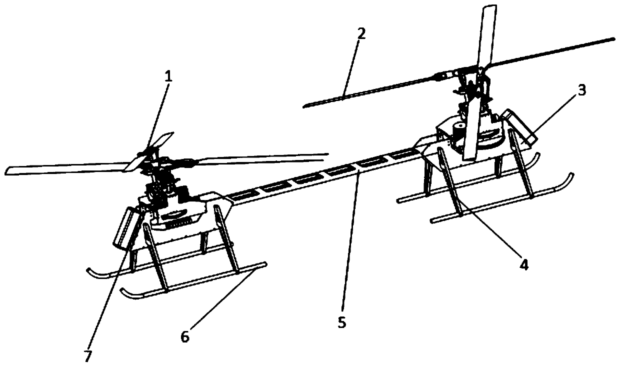 Modularized crossed and tandem type unmanned helicopter and working method thereof