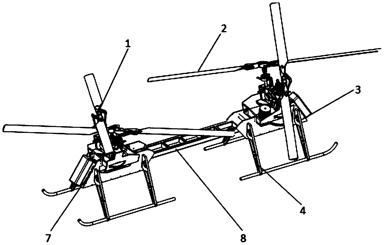 Modularized crossed and tandem type unmanned helicopter and working method thereof