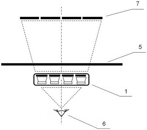 Large loading and unloading locomotive observation window holographic image displaying device