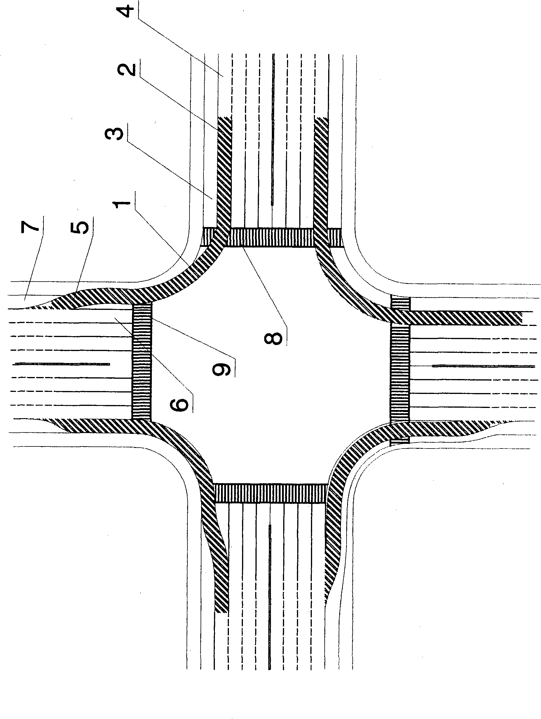 Straddle type right turning intersection for road junction