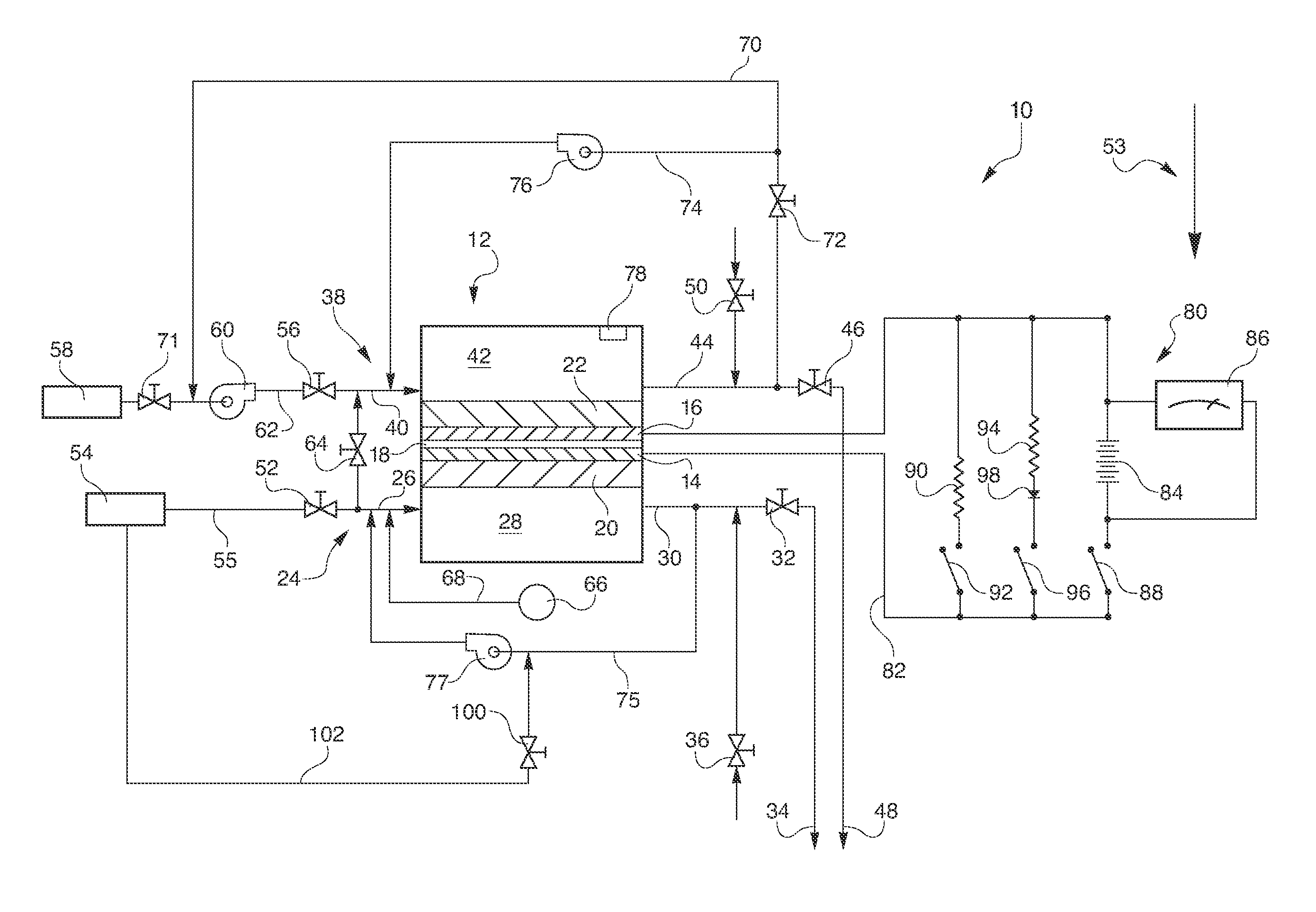 Hydrogen passivation shut down system for a fuel cell power plant