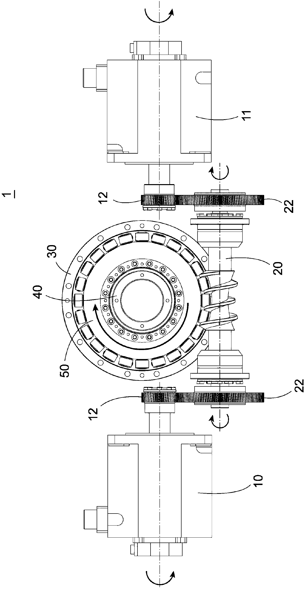 Double-drive structure of roller cam single-output shaft