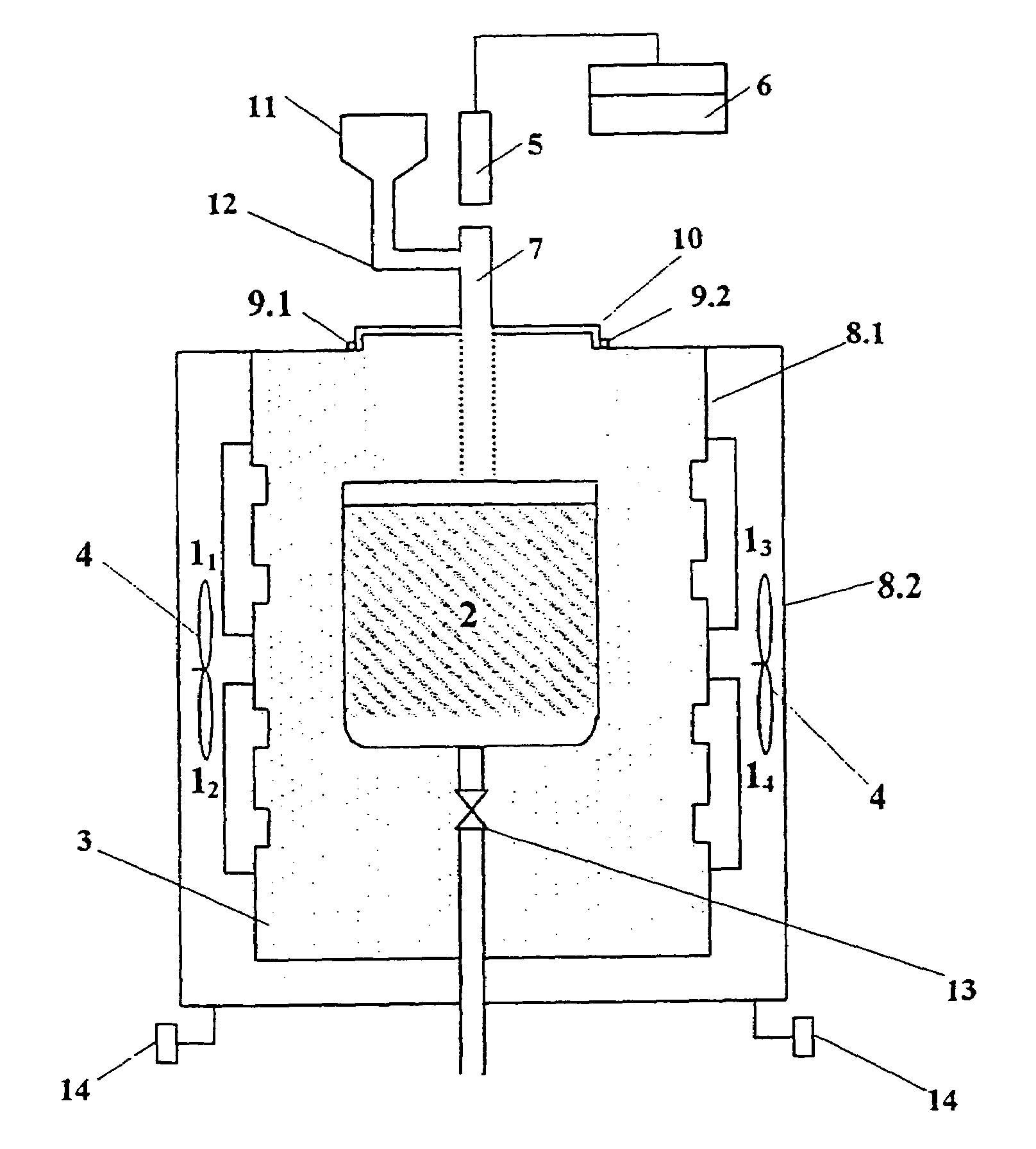 Method and apparatus for heat treatment of glass material and natural materials specifically of volcanic origin
