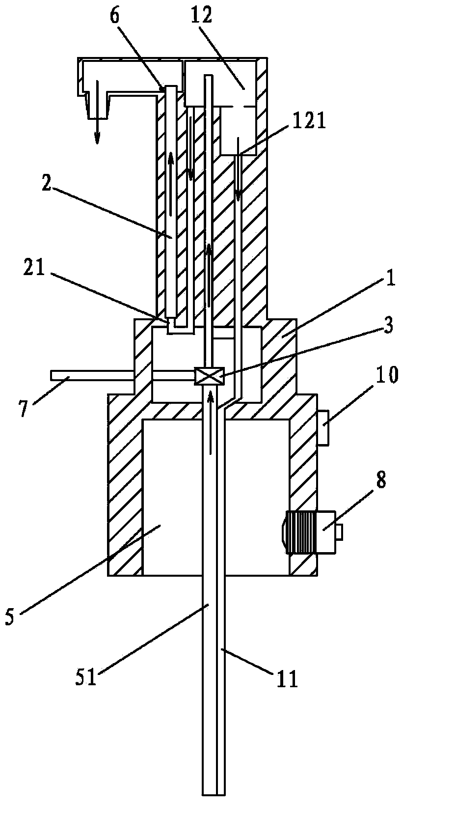 A heating device connected to a barreled water spout