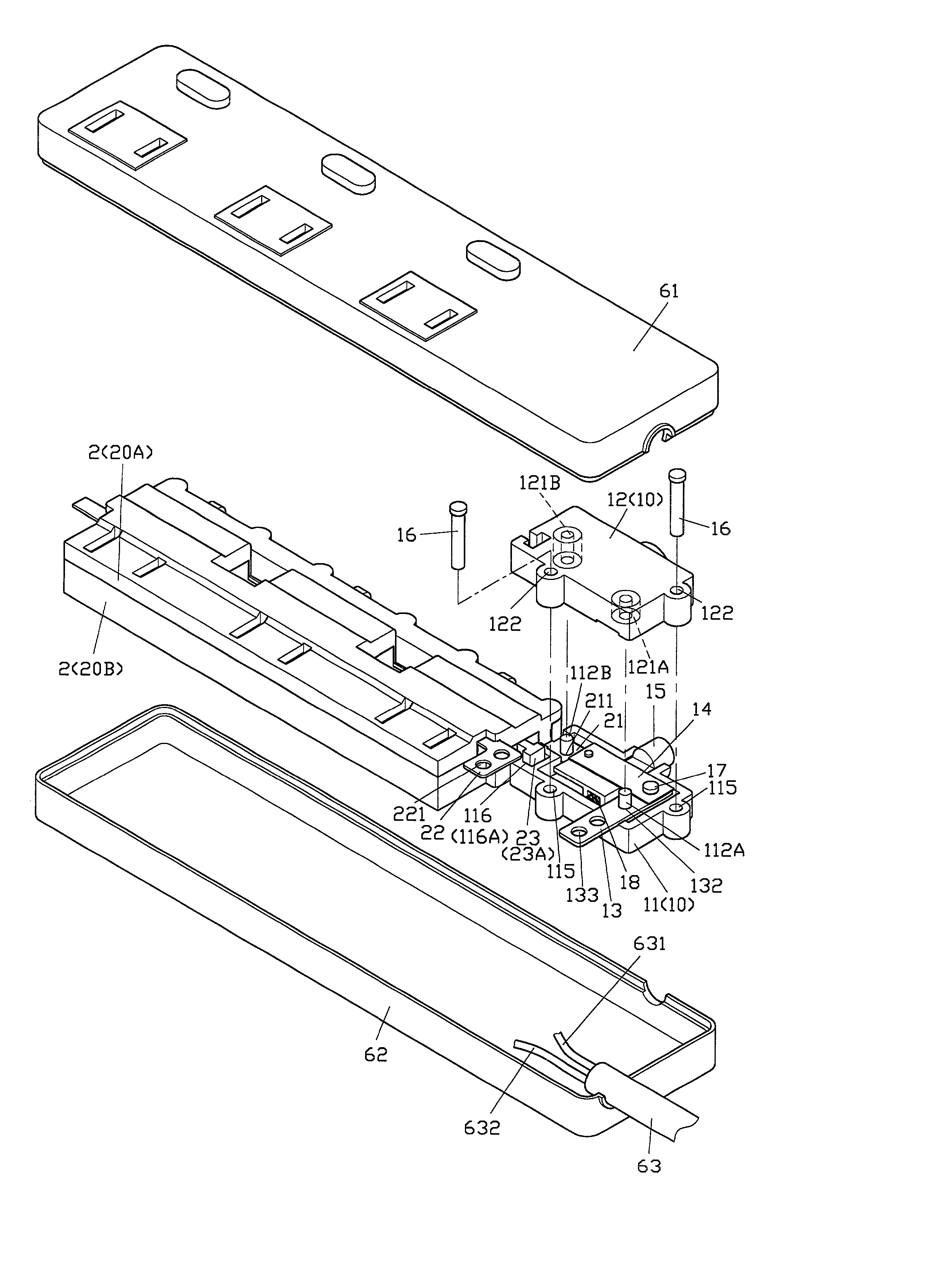 Overload protector structure of extension cord receptacle