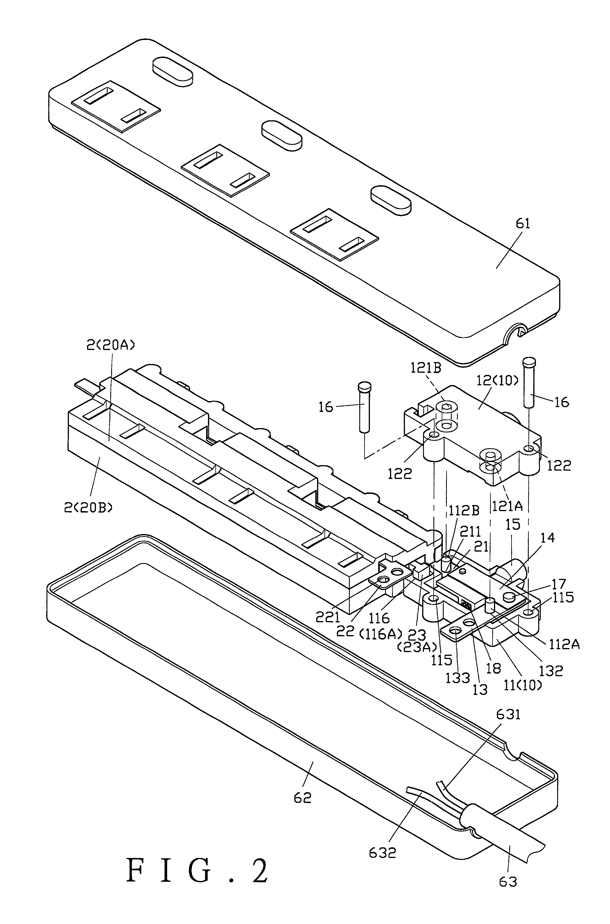 Overload protector structure of extension cord receptacle