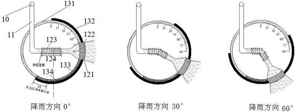 Test device and test method capable of simultaneously simulating rainfall and top loading