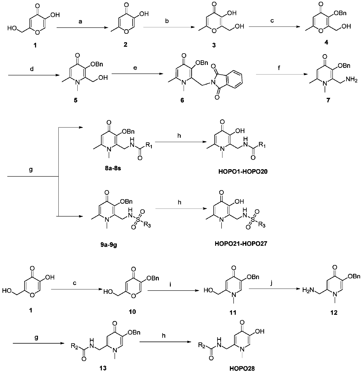 A kind of hydroxypyridone compound and its preparation method and application