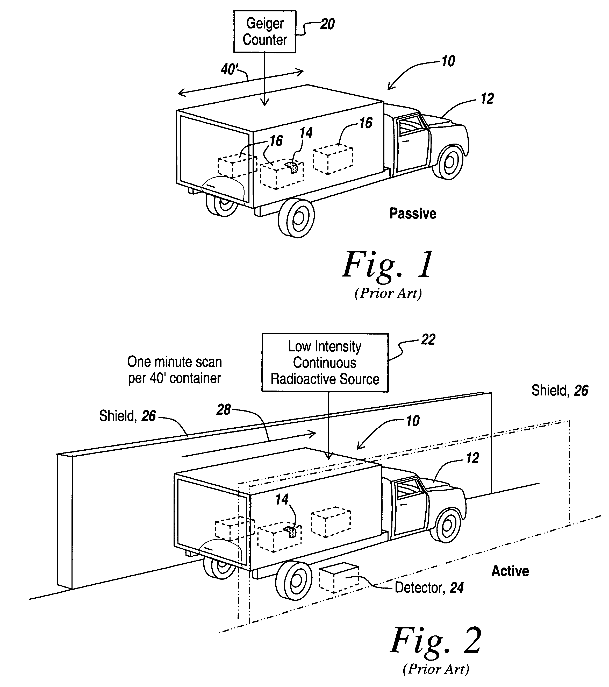 Method and apparatus for the safe and rapid detection of nuclear devices within containers
