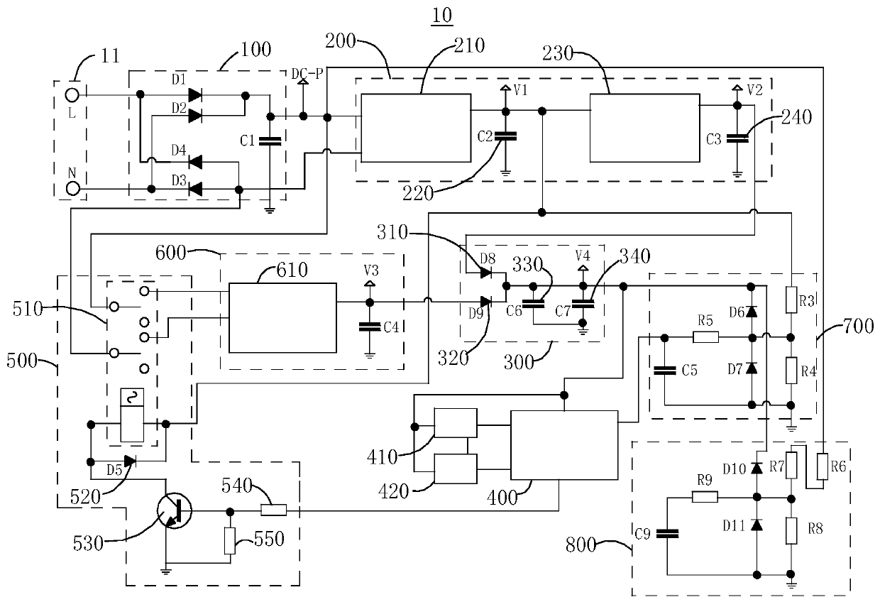 Control circuit and control method capable of performing power failure self-detection