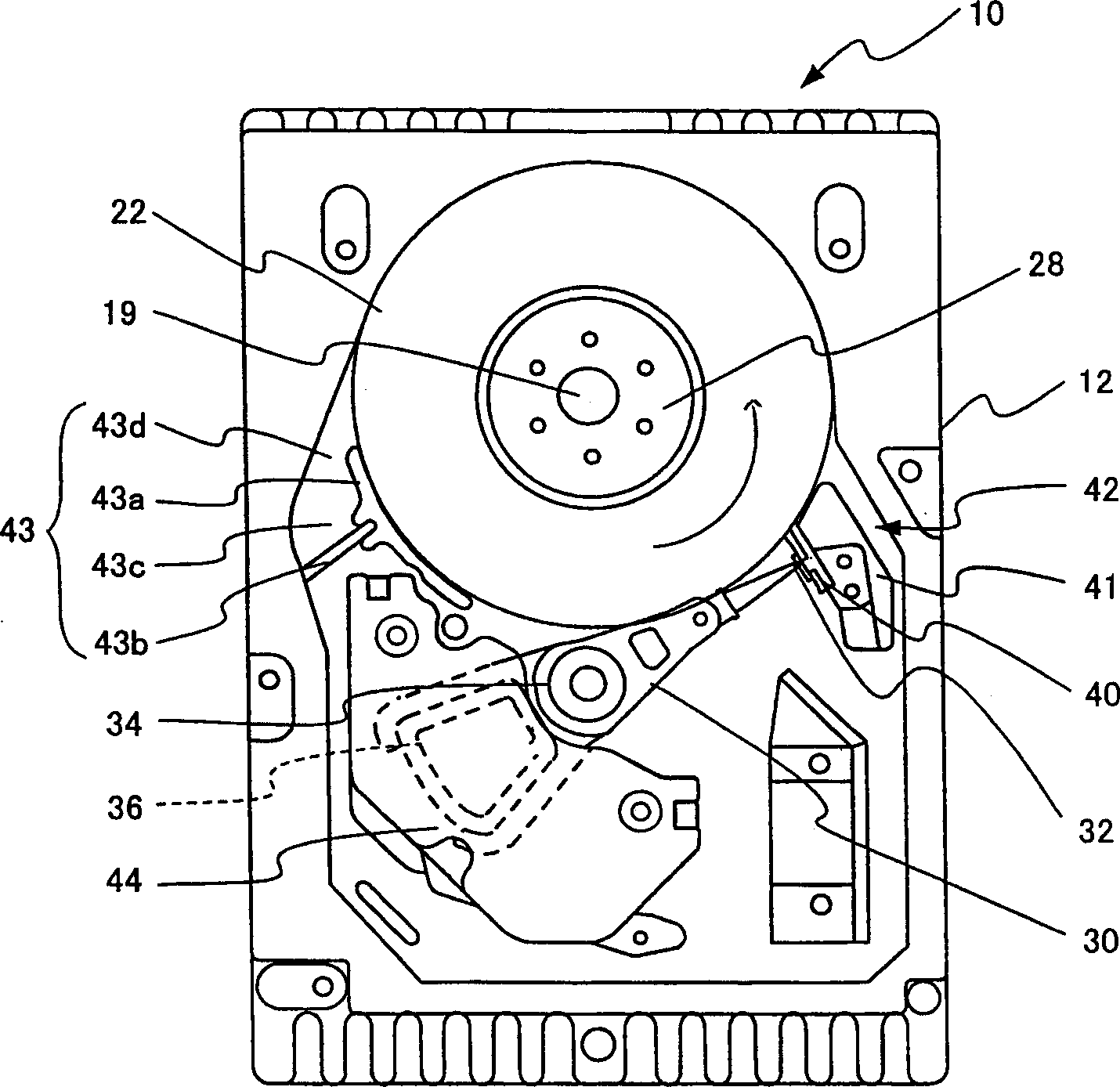 Disc drive, rigid disc drive and casing for rigid disc drive