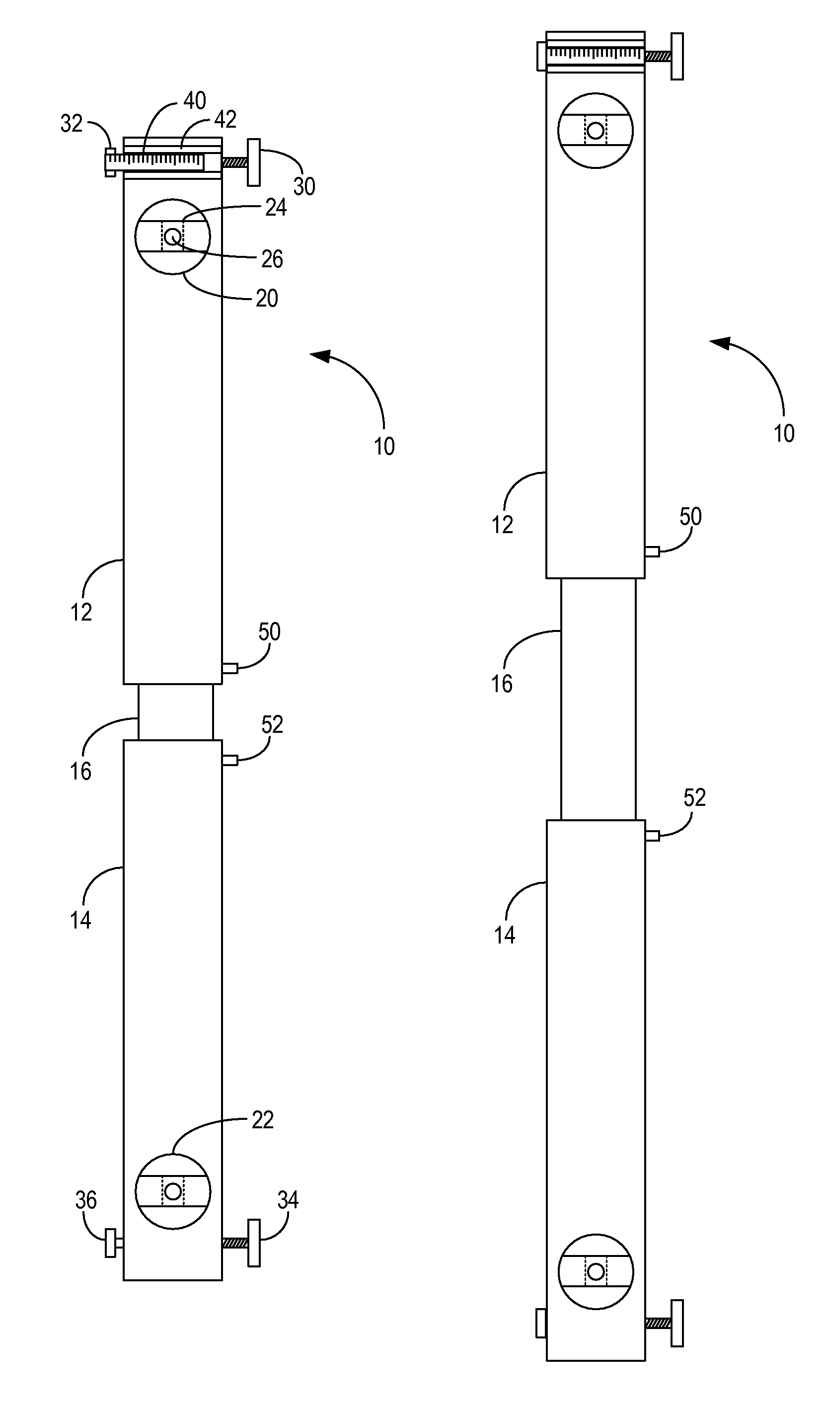 Extendable plumb and level measuring device and associated usage method