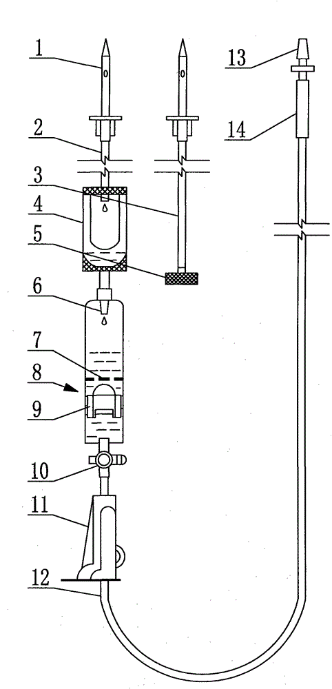 Disposable automatic streaming-stopping liquid-residue-prevention type blood transfusion apparatus