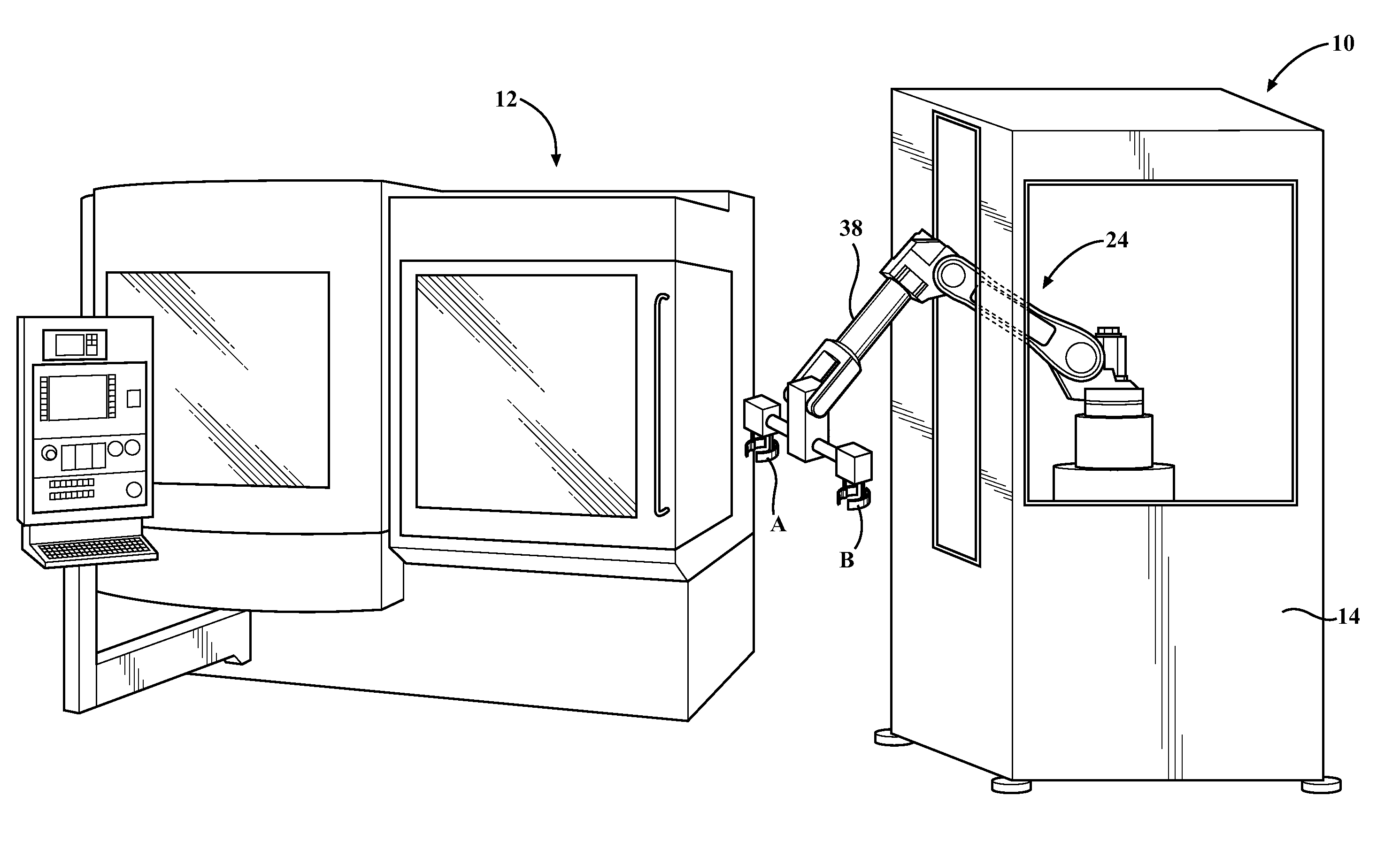 Flexible automation cell for performing secondary operations in concert with a machining center and roll check operations