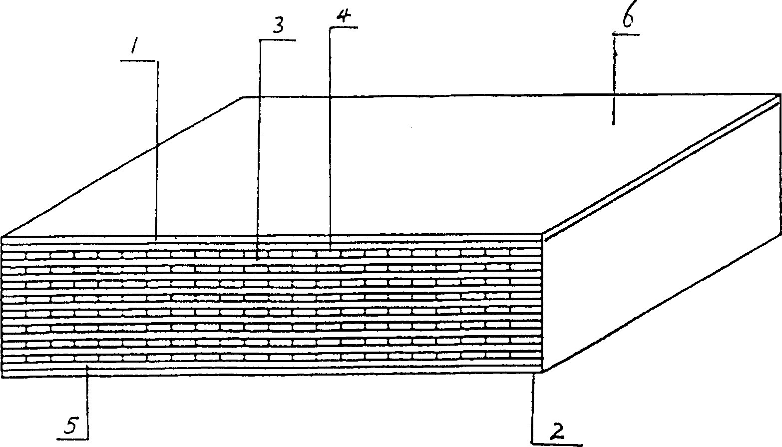 Wood base board for container of domestic material mode from leftover and its manufacturing method