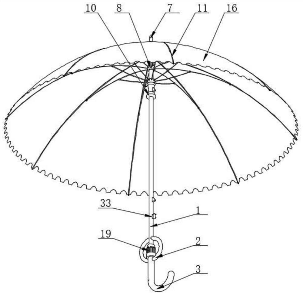 Folding umbrella with controllable shielding area based on pc plastic glass fiber cloth