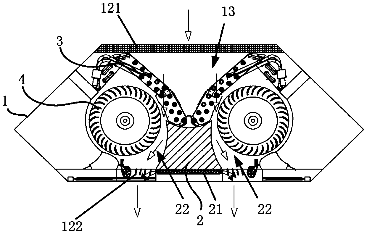 Overhang angle air conditioner indoor unit