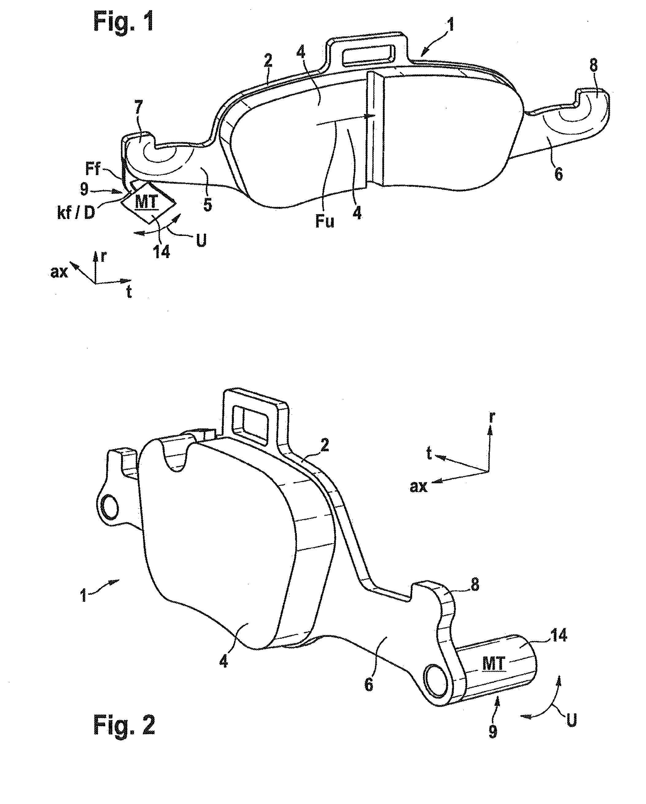 Friction lining arrangement for a disk brake