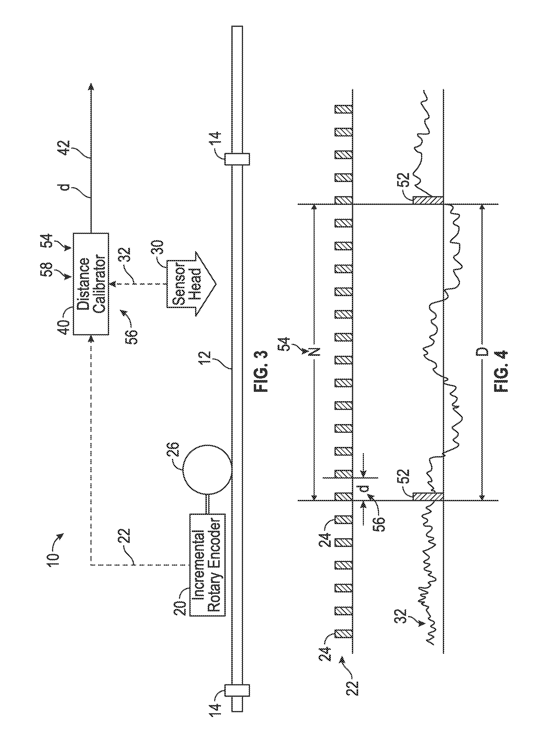 Method and apparatus for wire rope distance measurement