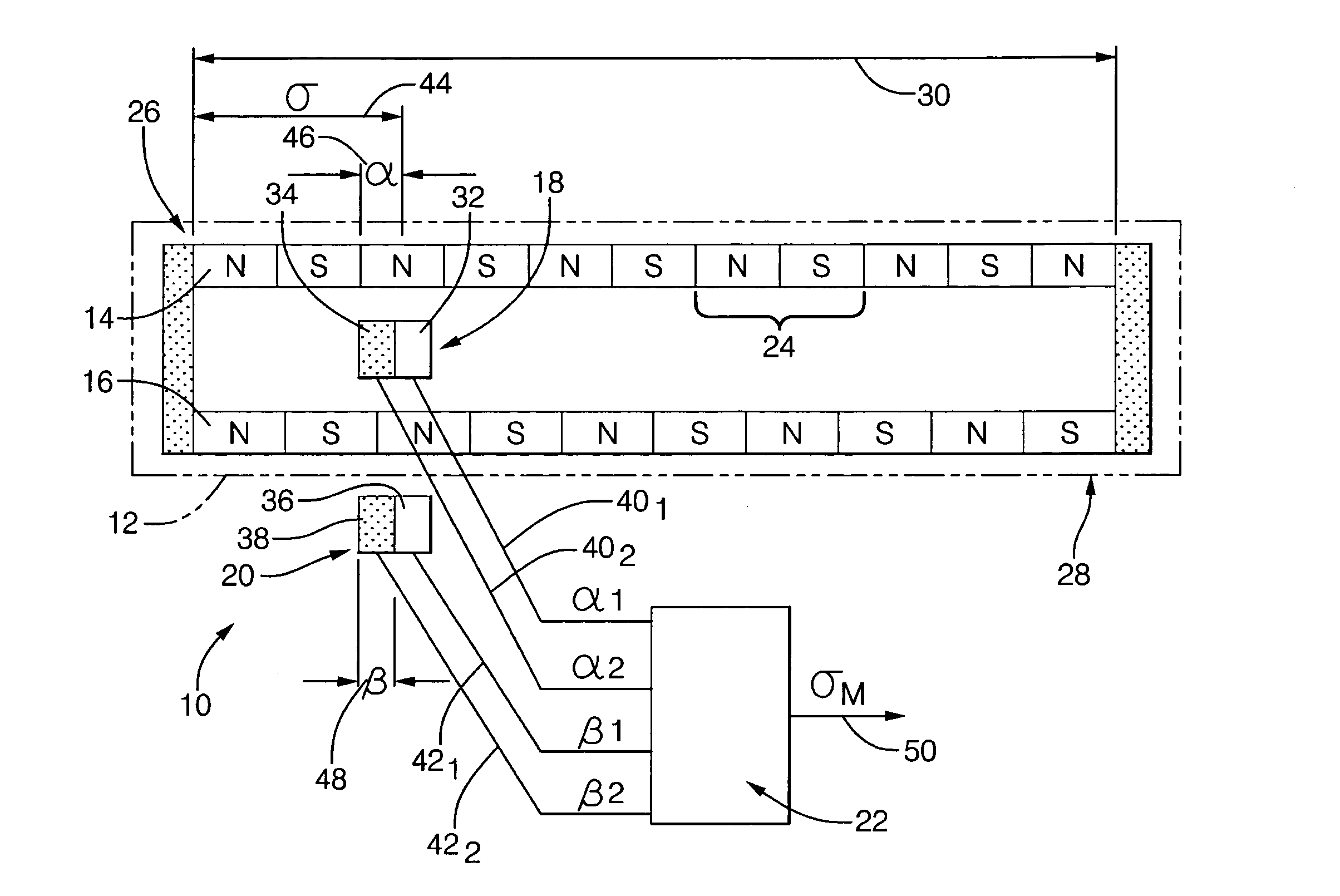 Non-contact linear absolute position sensor