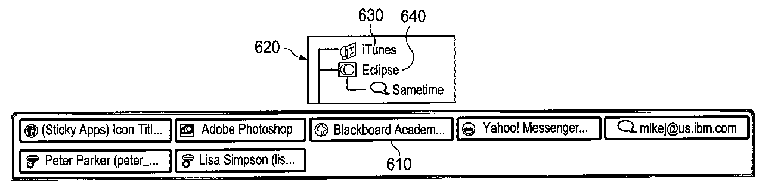 System and method for providing sticky applications