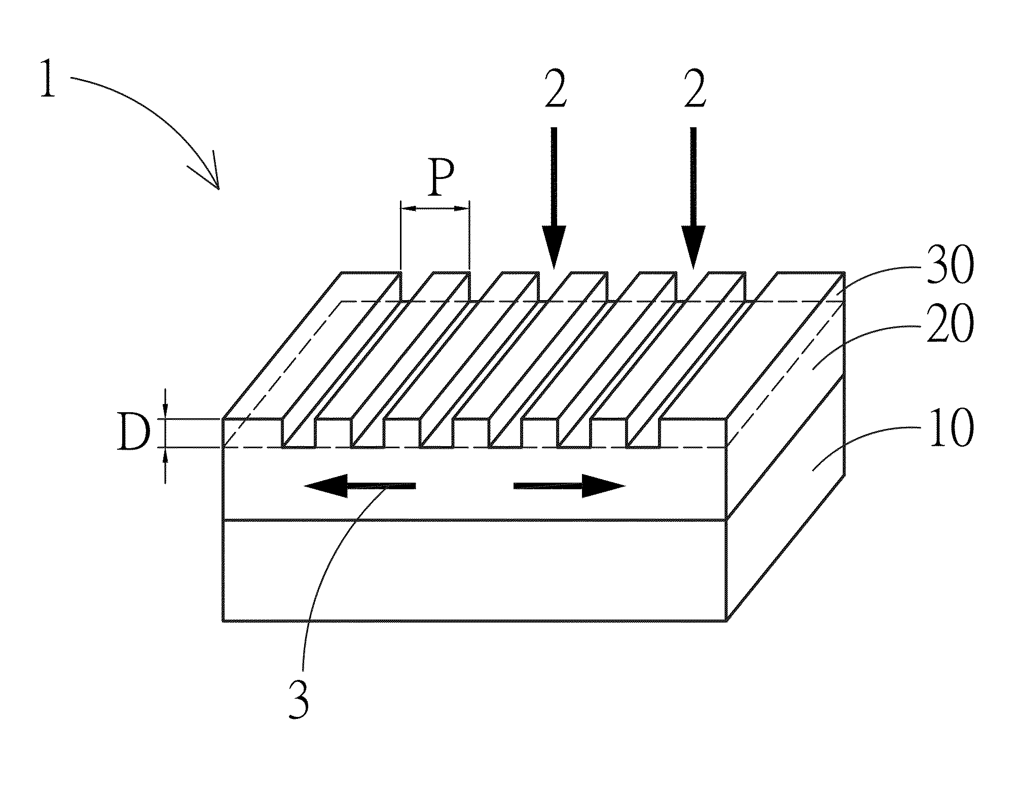 Optoelectronic device having surface periodic grating structure