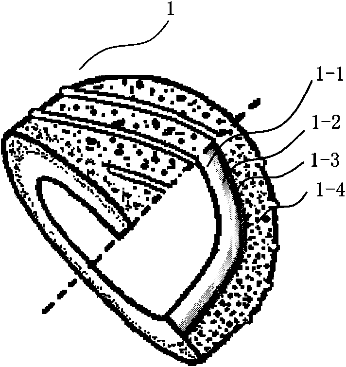 Artificial hip joint consisting of multilayer shell core composite structural components