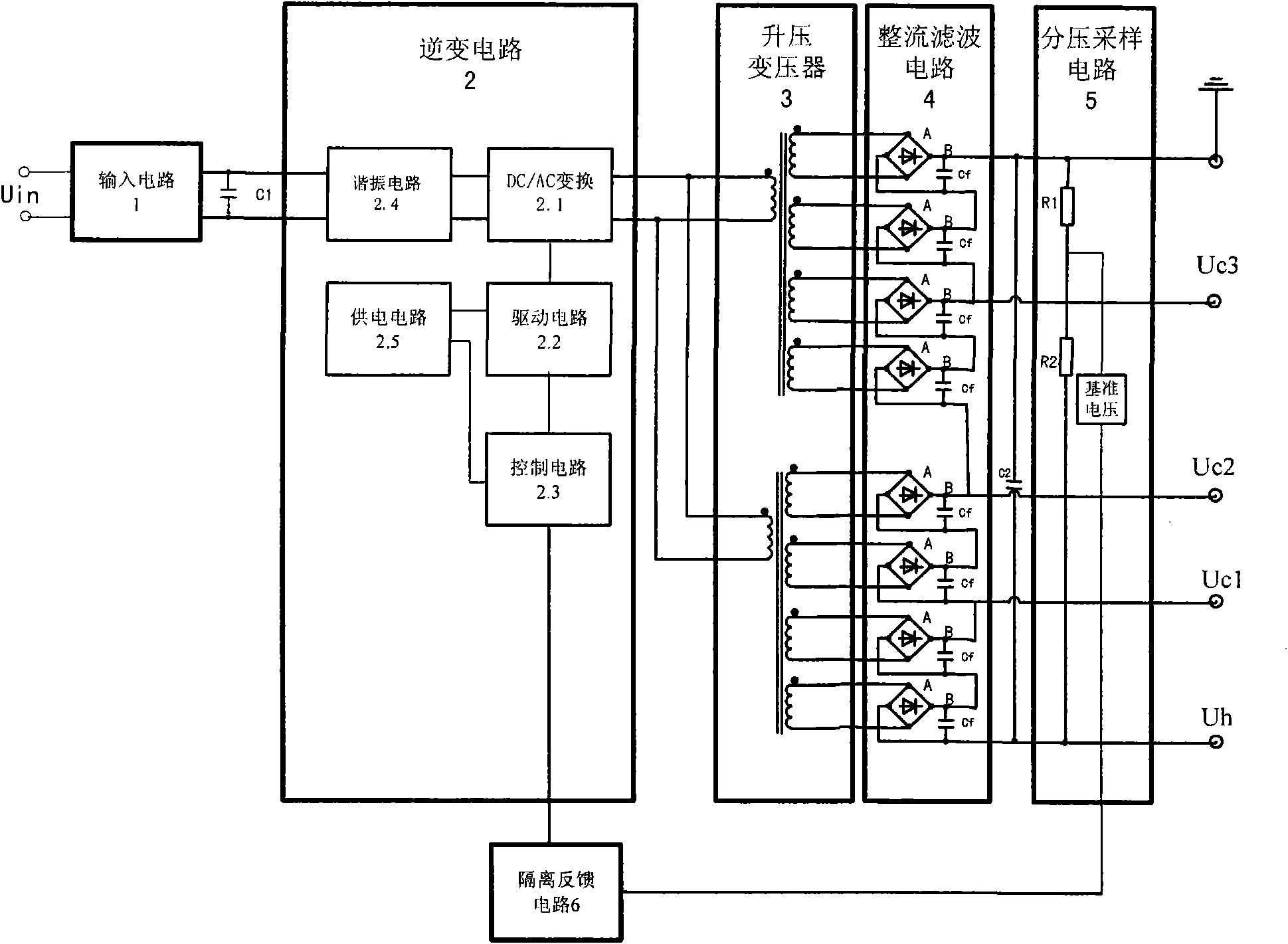 High-voltage switch power supply for power modulator of travelling wave tube