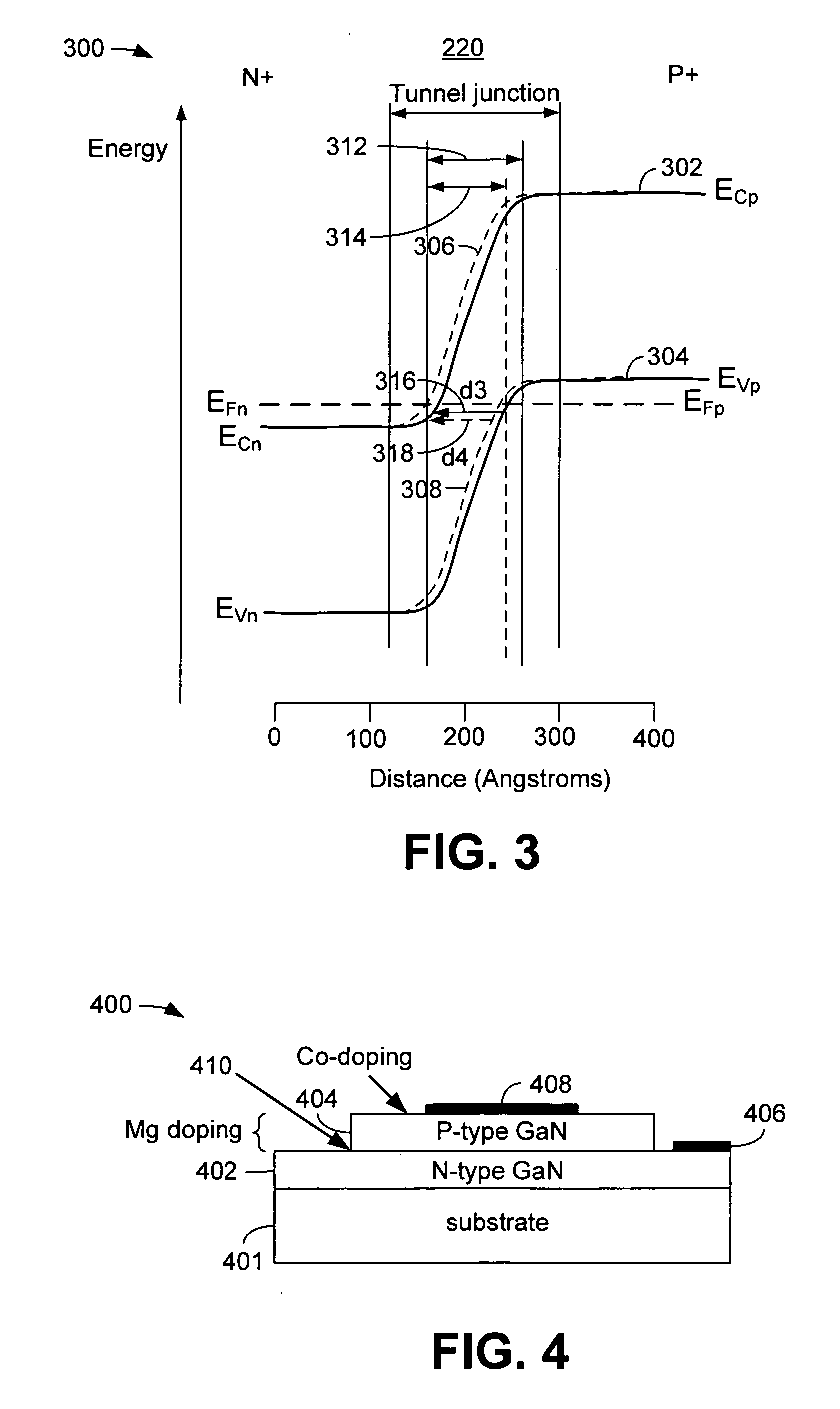 Structures for reducing operating voltage in a semiconductor device