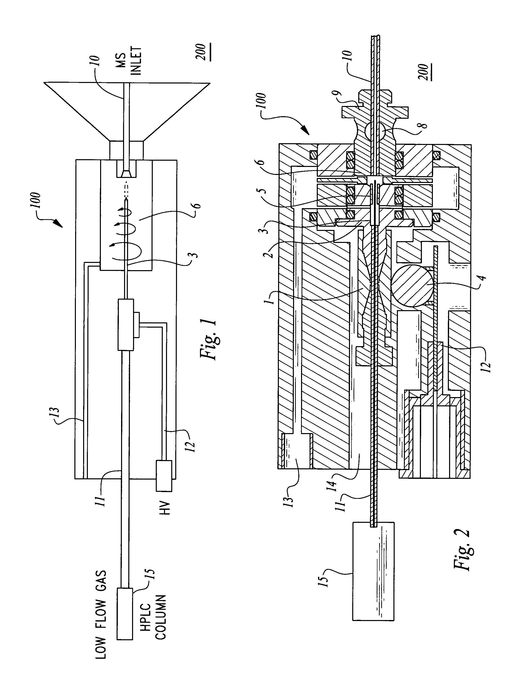 Method and apparatus for nano-capillary/micro electrospray for use in liquid chromatography-mass spectrometry