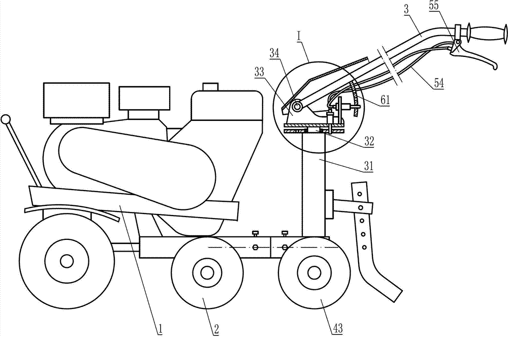 Traveling control device of garden management machine