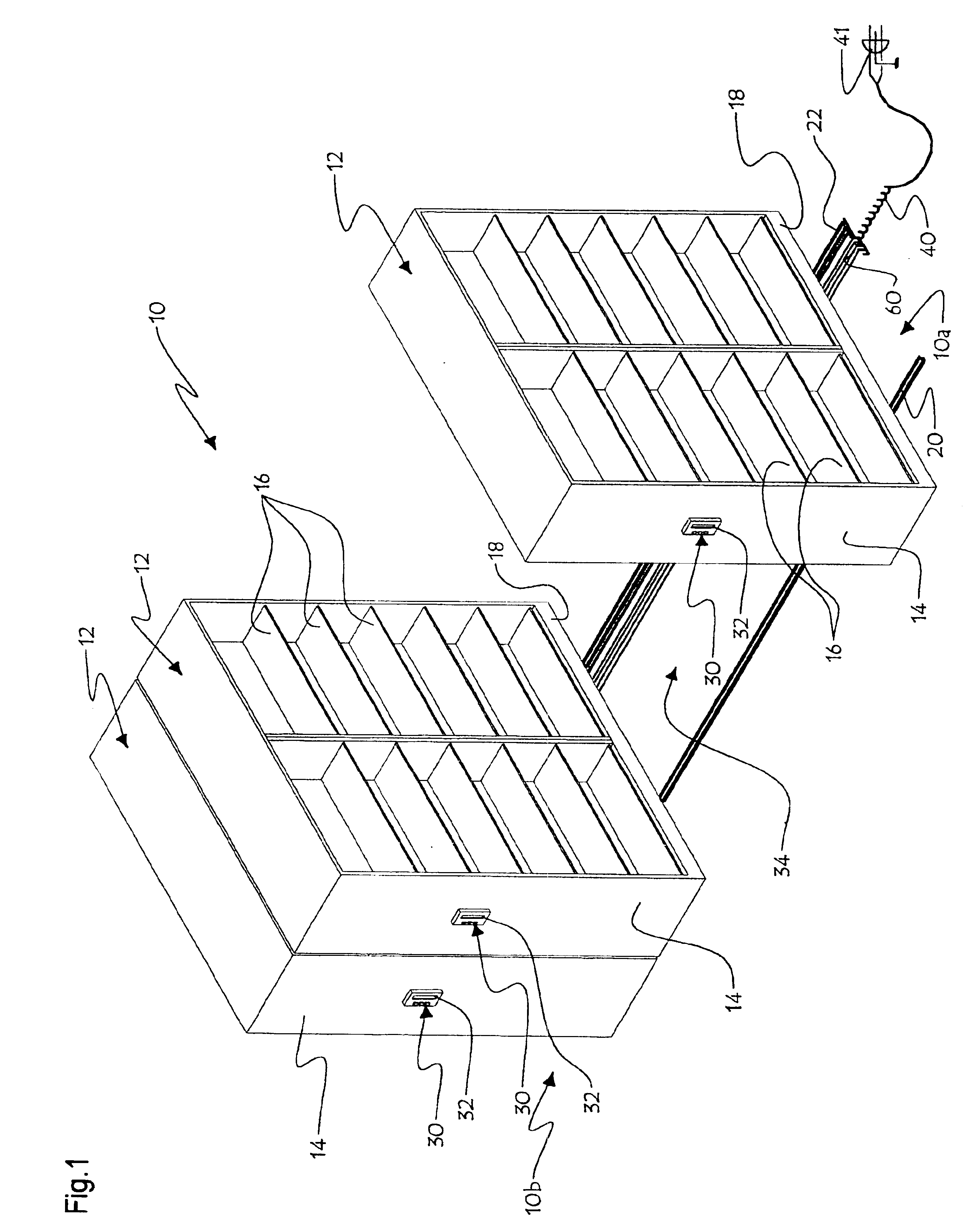 Ground embedded wire tracks for a shelving system having mobile shelf units