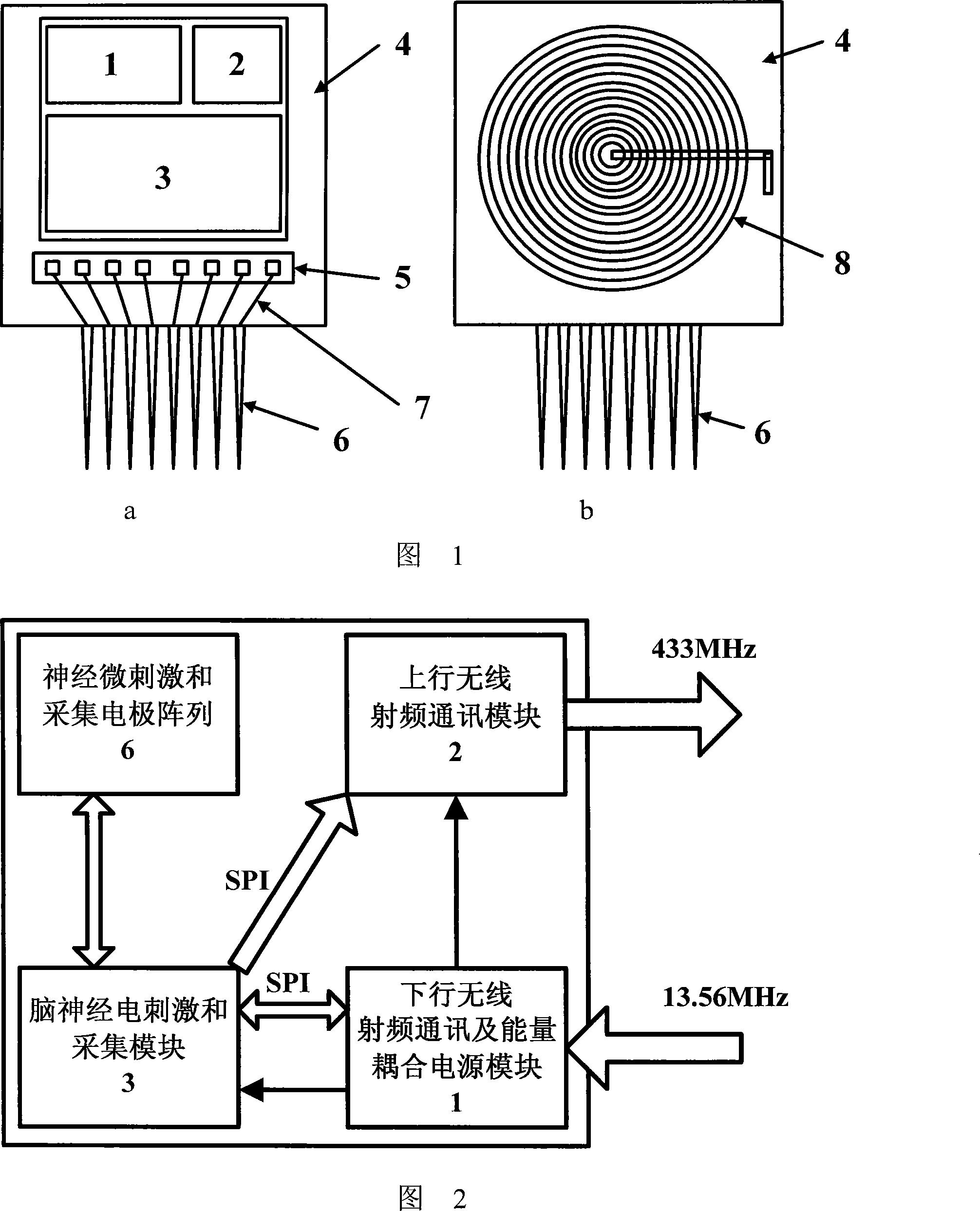 Implantation type nerve micro-stimulus and gathering remote-controlled chip