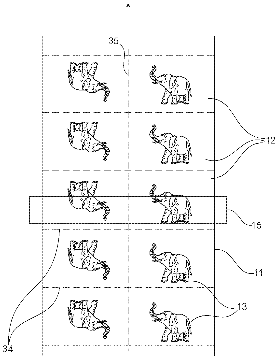 Machine for the tobacco processing industry and method for obtaining the position of a strip of pre-printed material in the machine