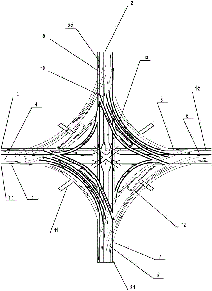 Man-vehicle-layered interchange type overpass