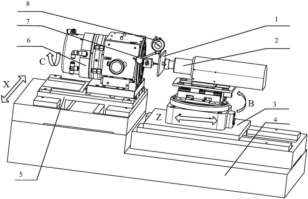 Horizontal precise polishing machine tool workpiece main shaft and tool system centering method