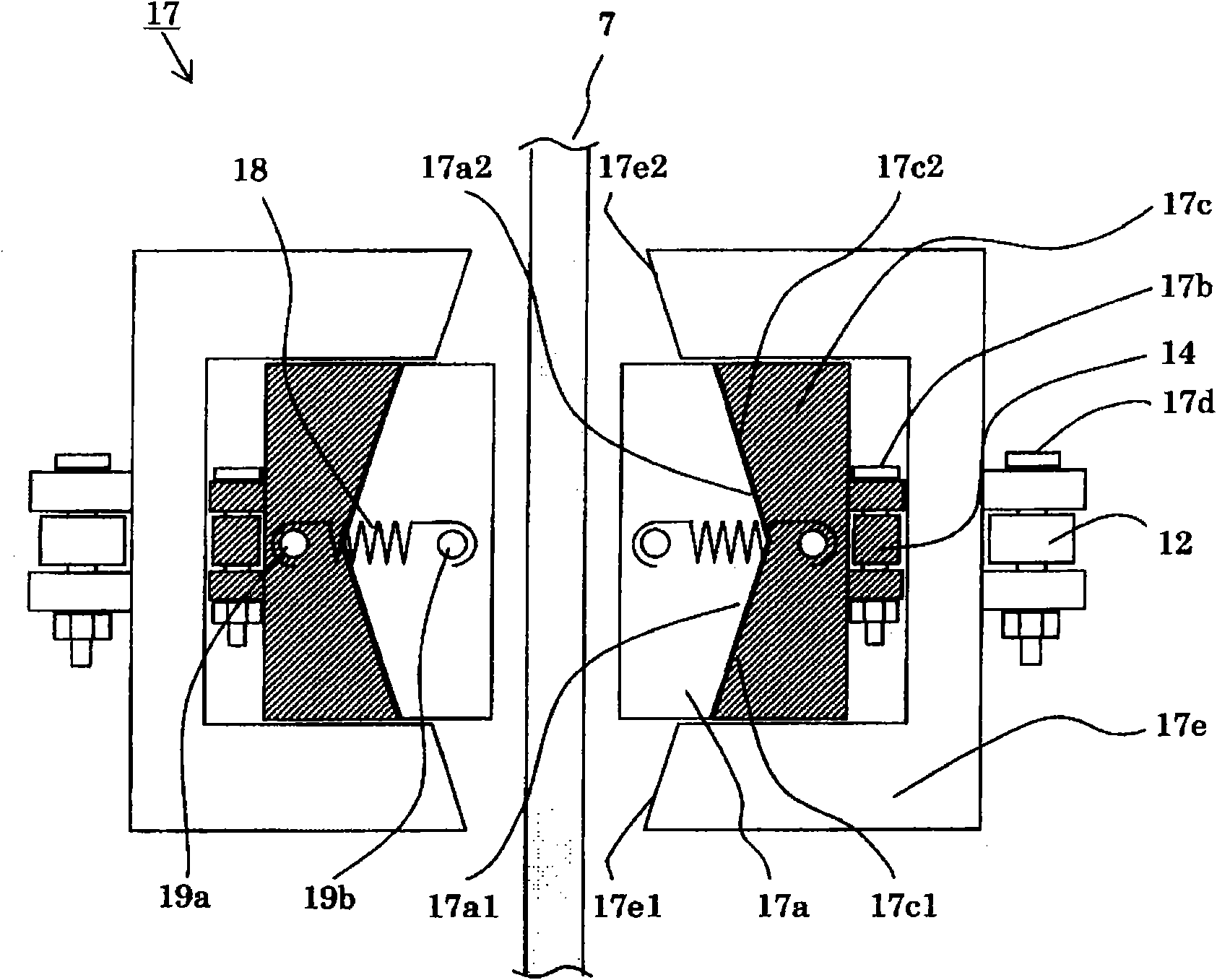 Brake device for an elevator and elevator device