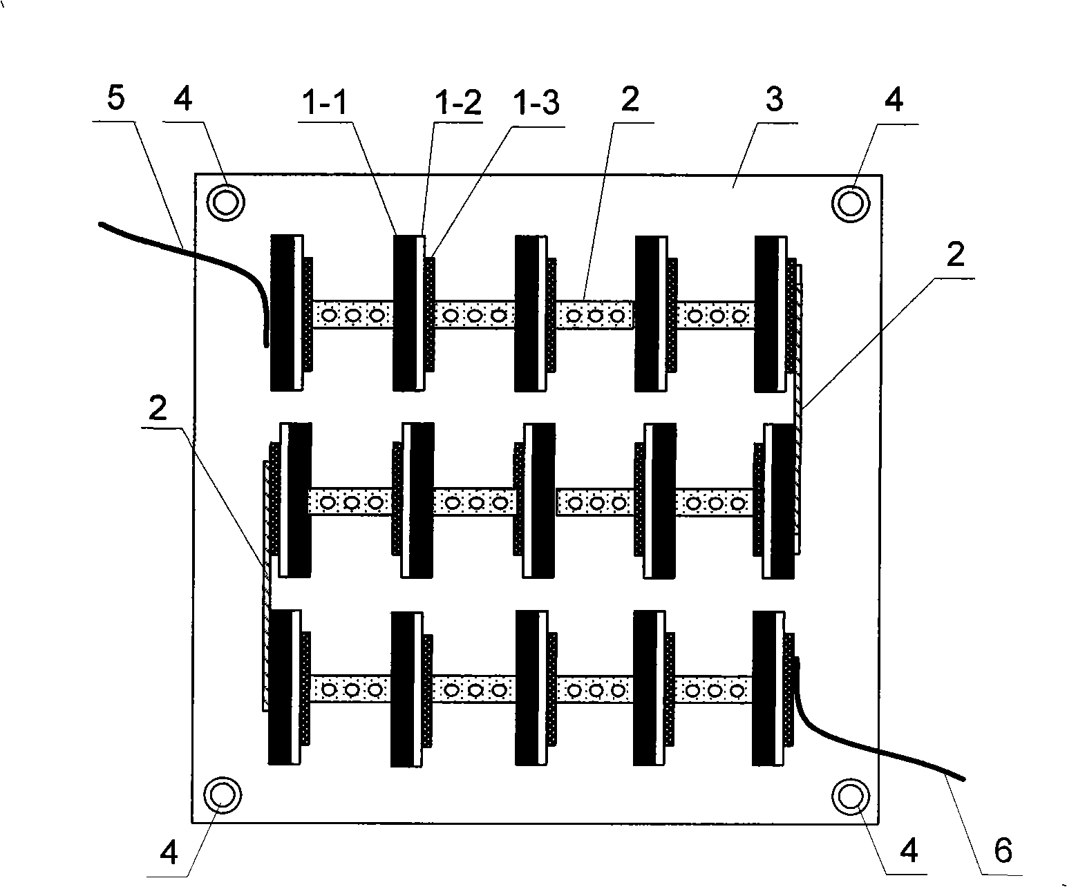 Array type single-air chamber solid oxide fuel battery pack module