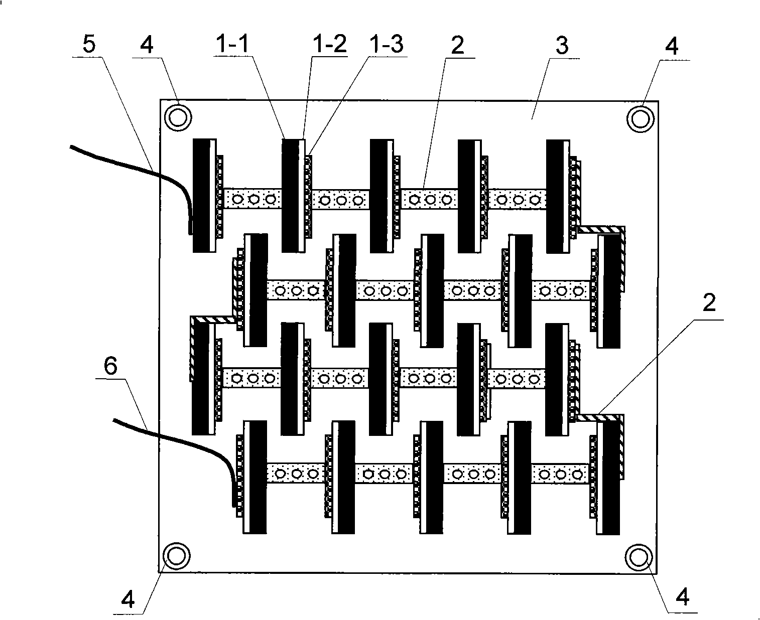 Array type single-air chamber solid oxide fuel battery pack module