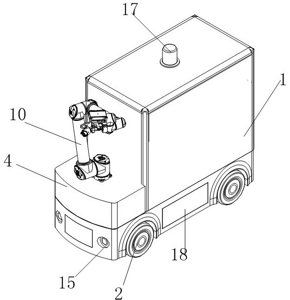 Movable automatic charging device running in parking garage and used for charging electric vehicle