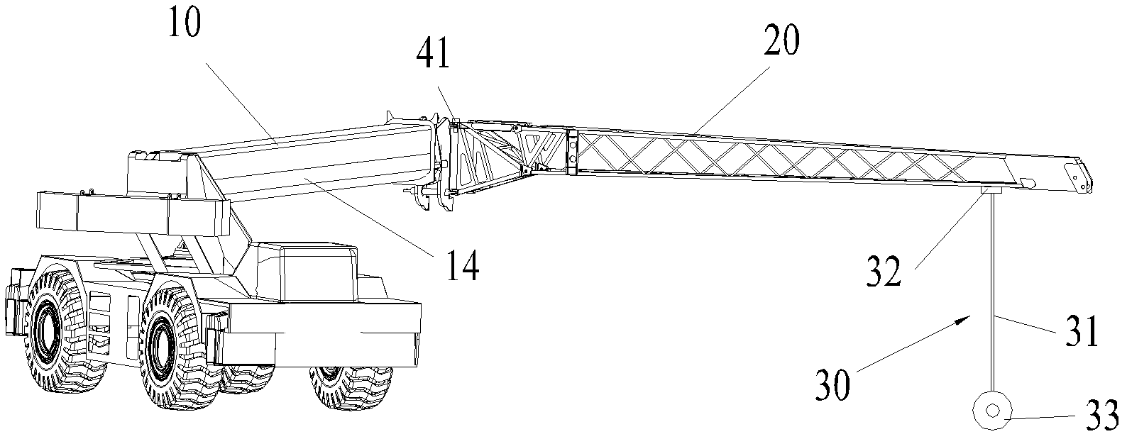 Unfolding/folding device of auxiliary arm, arm support structure and crane