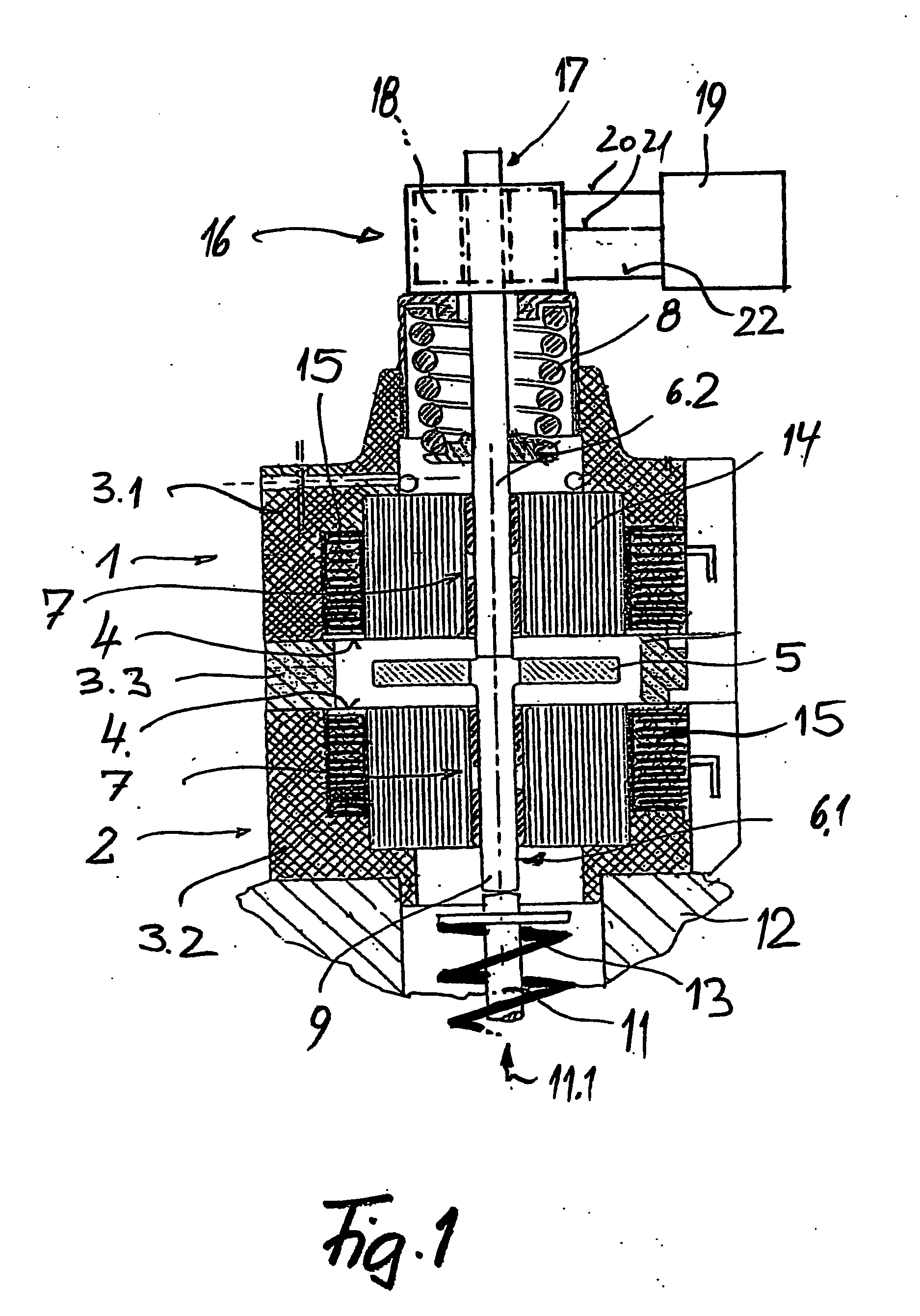 Sensor array for detecting the movement of a positioning element moved back and forth using an actuator