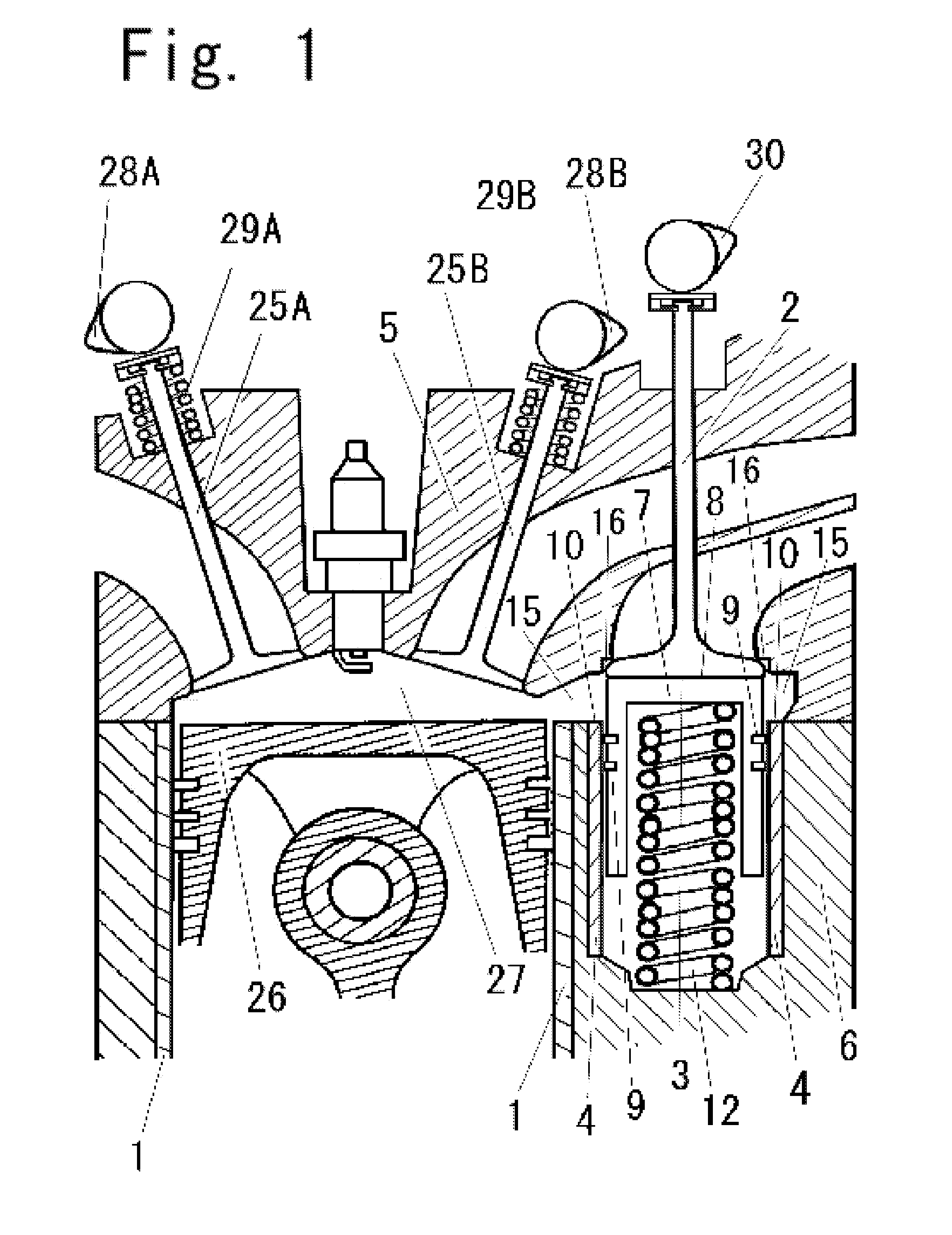 Piston engine comprising member to cover bottom face of valve head of poppet valve