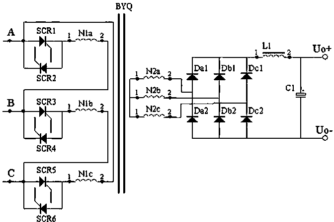 Main circuit for increasing power factor of controllable silicon power supply