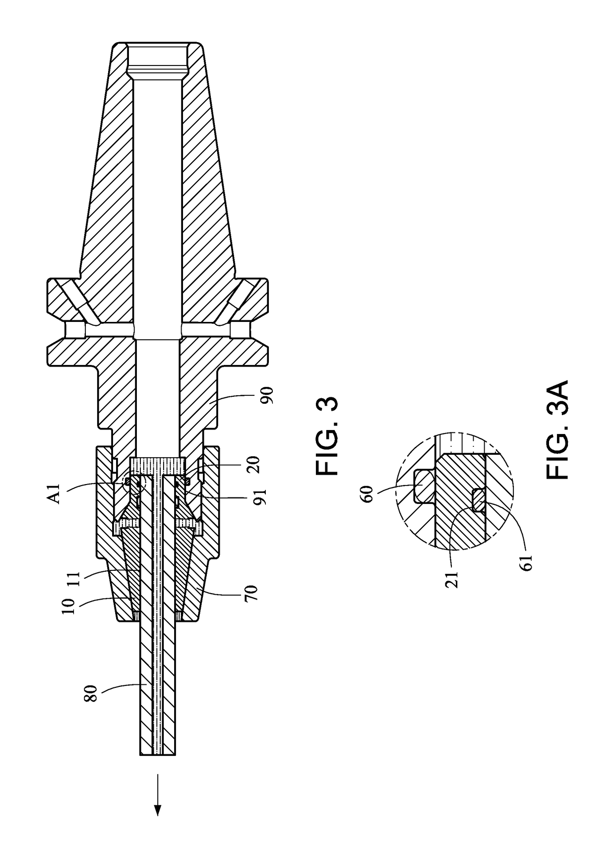 Blade fastening device having a waterproof arrangement