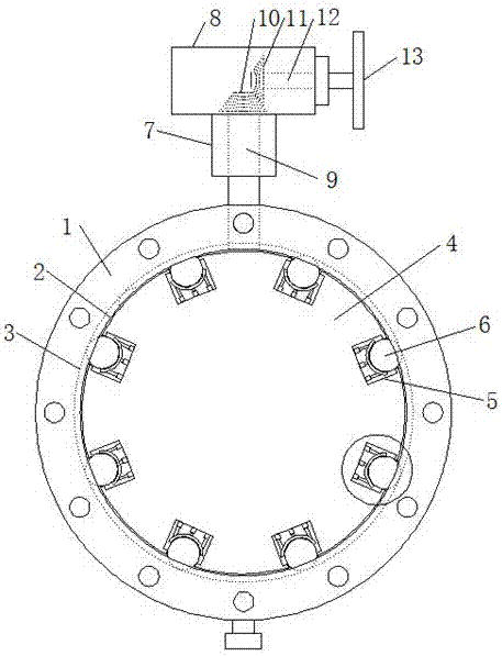 Small-caliber three-eccentric center butterfly valve