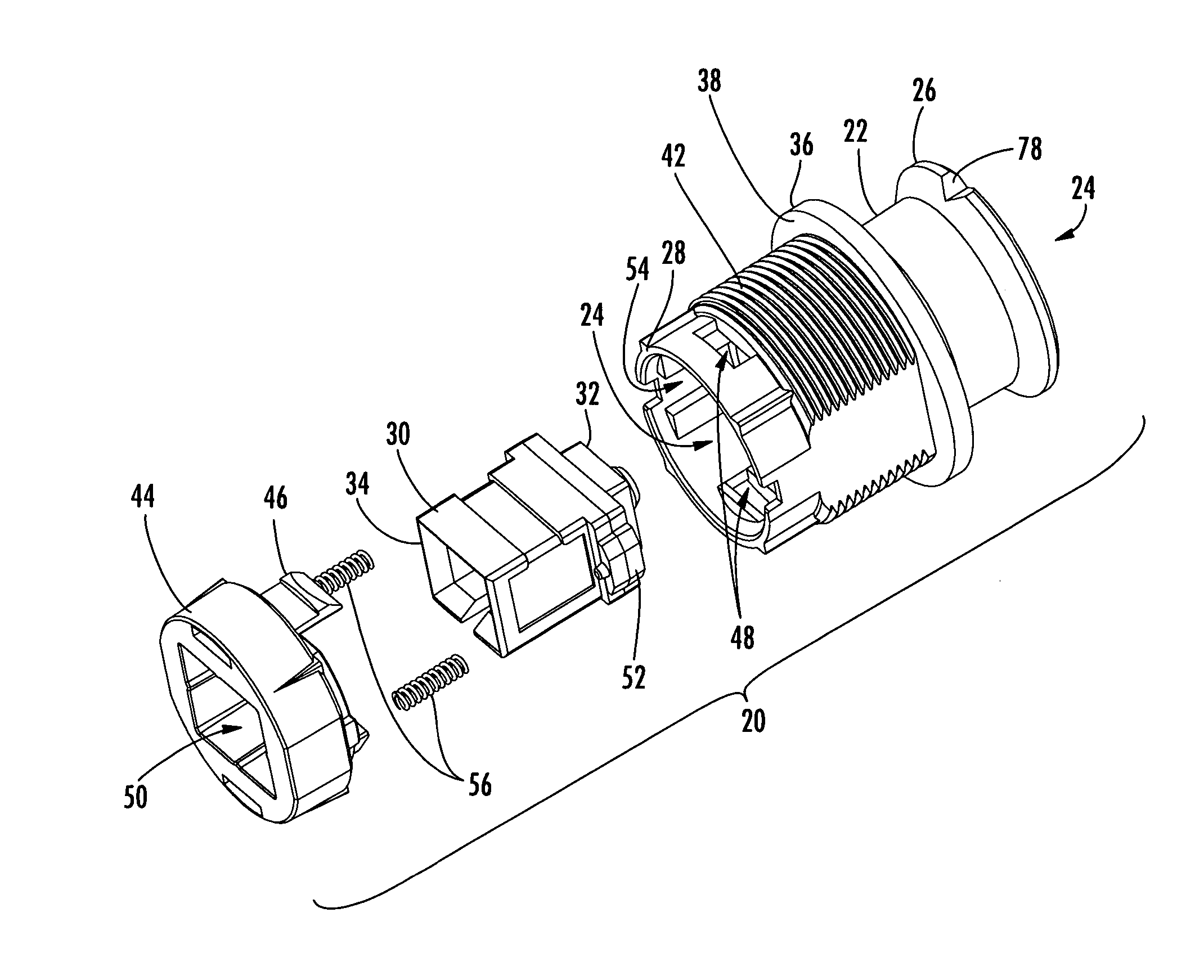 One-piece fiber optic receptacle