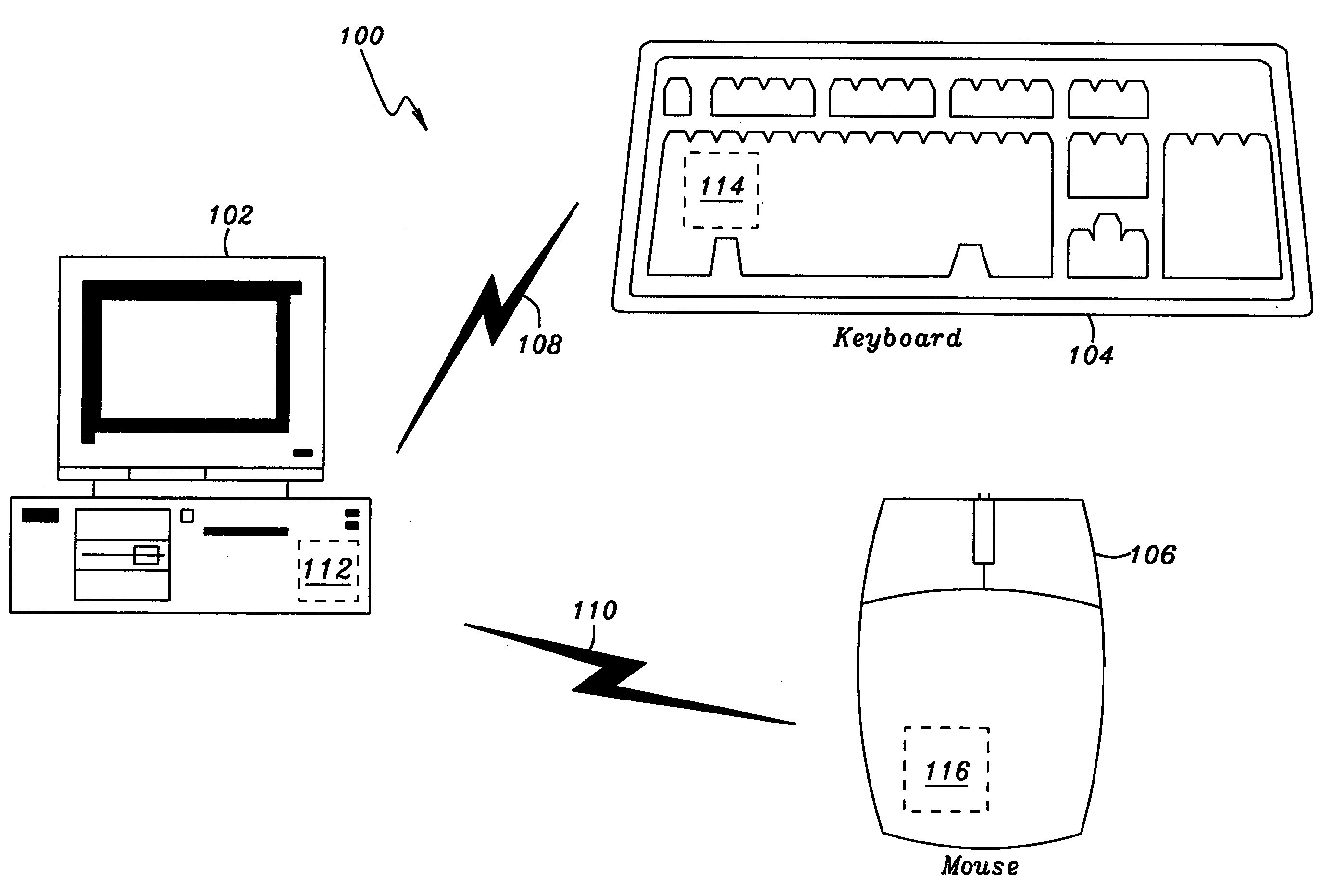 Wireless transceiver system for computer input devices