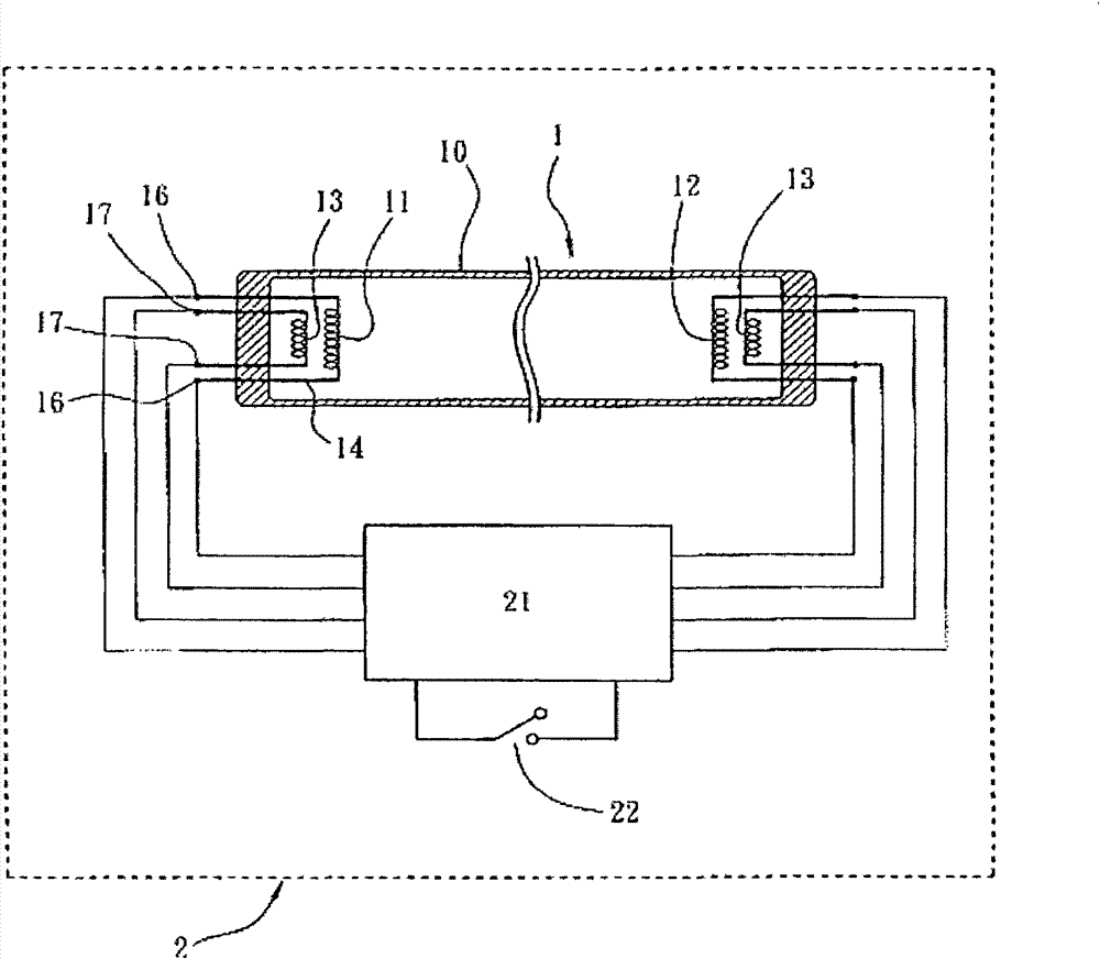 Indirect preheating starting discharge lamp and device thereof